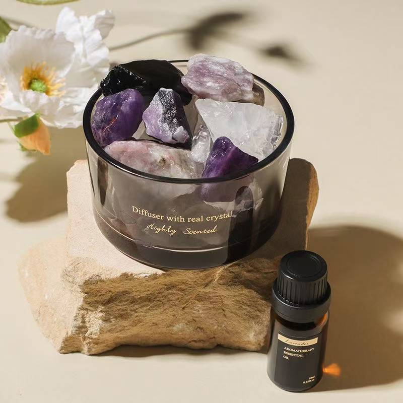 Crystal stone aroma diffuser, flameless essential oil indoor incense burner