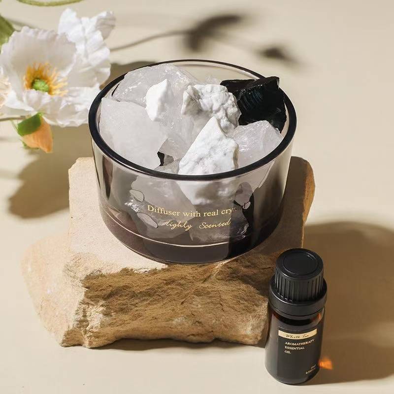 Crystal stone aroma diffuser, flameless essential oil indoor incense burner