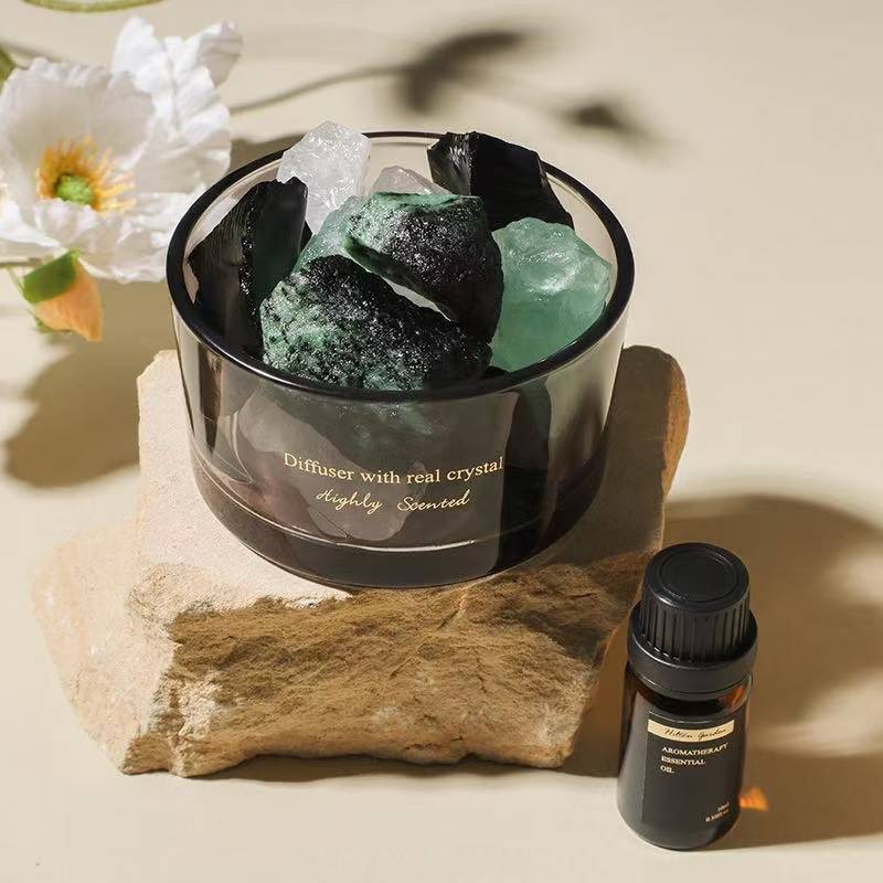 Crystal stone aroma diffuser, flameless essential oil indoor incense burner