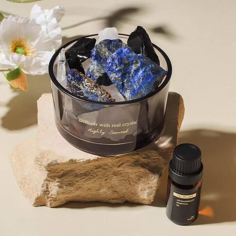 Crystal stone aroma diffuser, flameless essential oil indoor incense burner