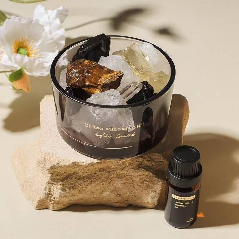Crystal stone aroma diffuser, flameless essential oil indoor incense burner